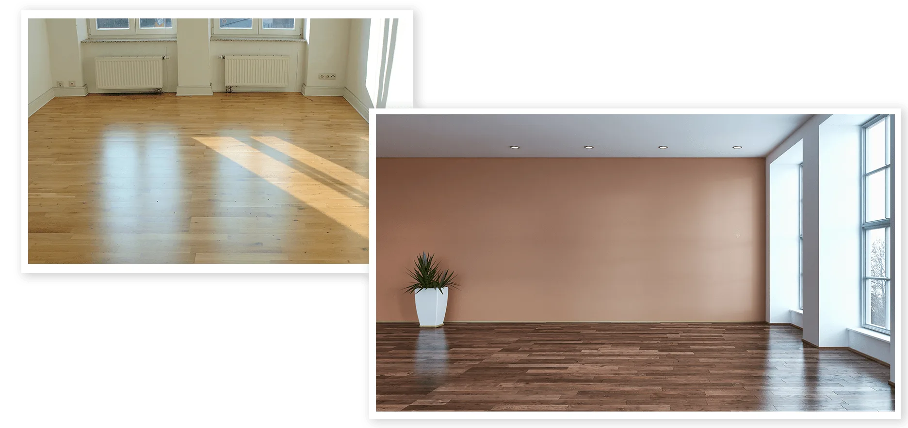 Verlegte Bodenbeläge im Wohnraum